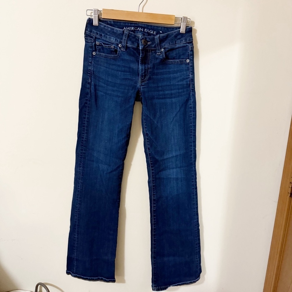 American Eagle Womens Favorite Boyfriend Denim Blue Jeans Size 2 LONG